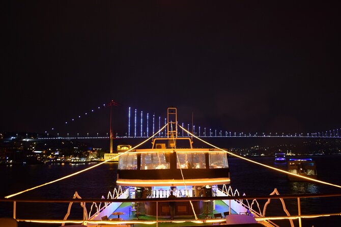 Bosphorus Dinner Cruise with Folk Dance and Live Performances - Under the Bosphorus Bridge and toward Rumeli Hisarı