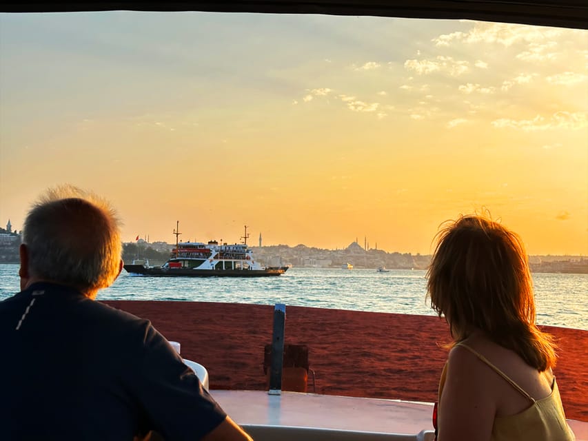 Istanbul: Bosphorus and Golden Horn Sunset Yacht Cruise - Rumeli Fortress, Fatih Sultan Mehmet Bridge, and the Asian shore