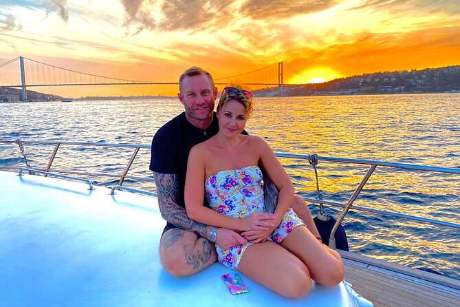 Istanbul Bosphorus Sunset Yacht Cruise With Live Guide And Snacks - Passing the first Bosphorus Bridge