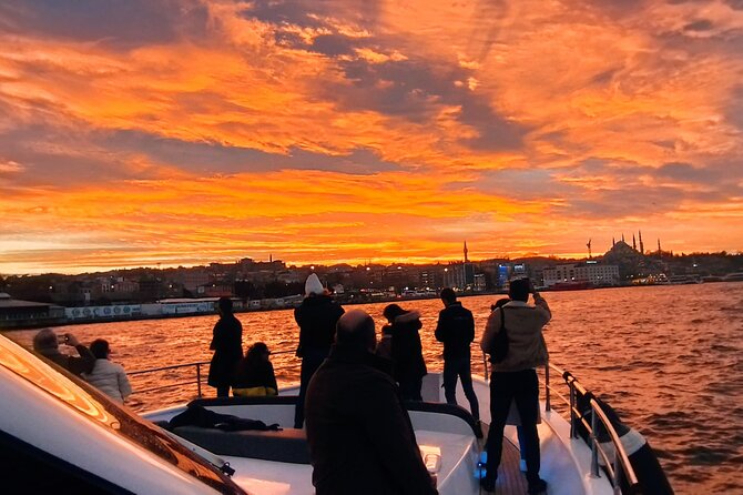 Istanbul Sunset Cruise on the Bosphorus - Galata Bridge, the Genoese tower, and the cruise terminal
