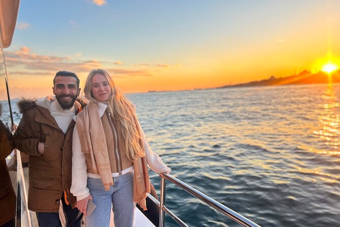 Istanbul Sunset Yacht Cruise on the Bosphorus with Transfers - Ortaköy Mosque beneath the first bridge