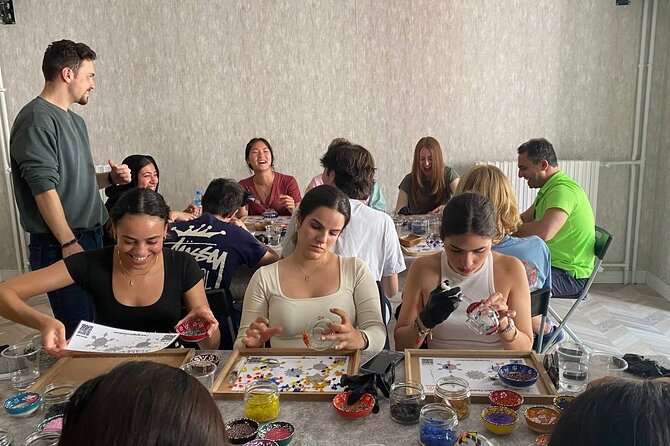 Istanbul: Turkish Mosaic Lamp Workshop in Galata – All Included - Choosing glass, beads, and a pattern