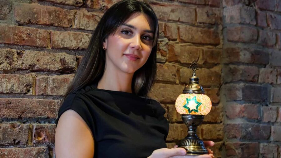 Istanbul: Turkish Mosaic Lamp Workshop with Bosphorus View - Making a lamp in the Balkapanı Inn