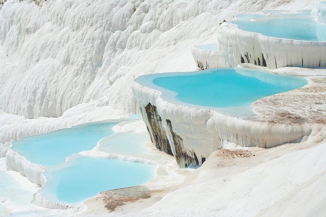 Magic Carpet 10 Day Small Group Istanbul Troy Ephesus Cappadocia - Pamukkale combines water, stone, and Roman ruins