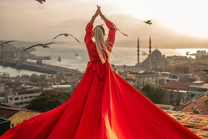 Rooftop Flying Dress Photo Shoot in Istanbul - The rooftop view over the Bosphorus