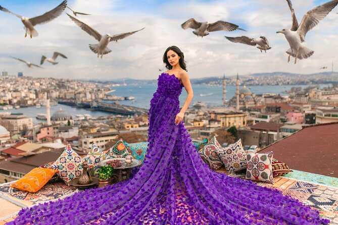 Rooftop Flying Dress Photo Shoot in Istanbul - Arriving near Süleymaniye Mosque